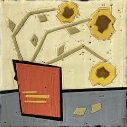 MMessenger_yellow-flowers-in-red-pot-_8x8_encaustic