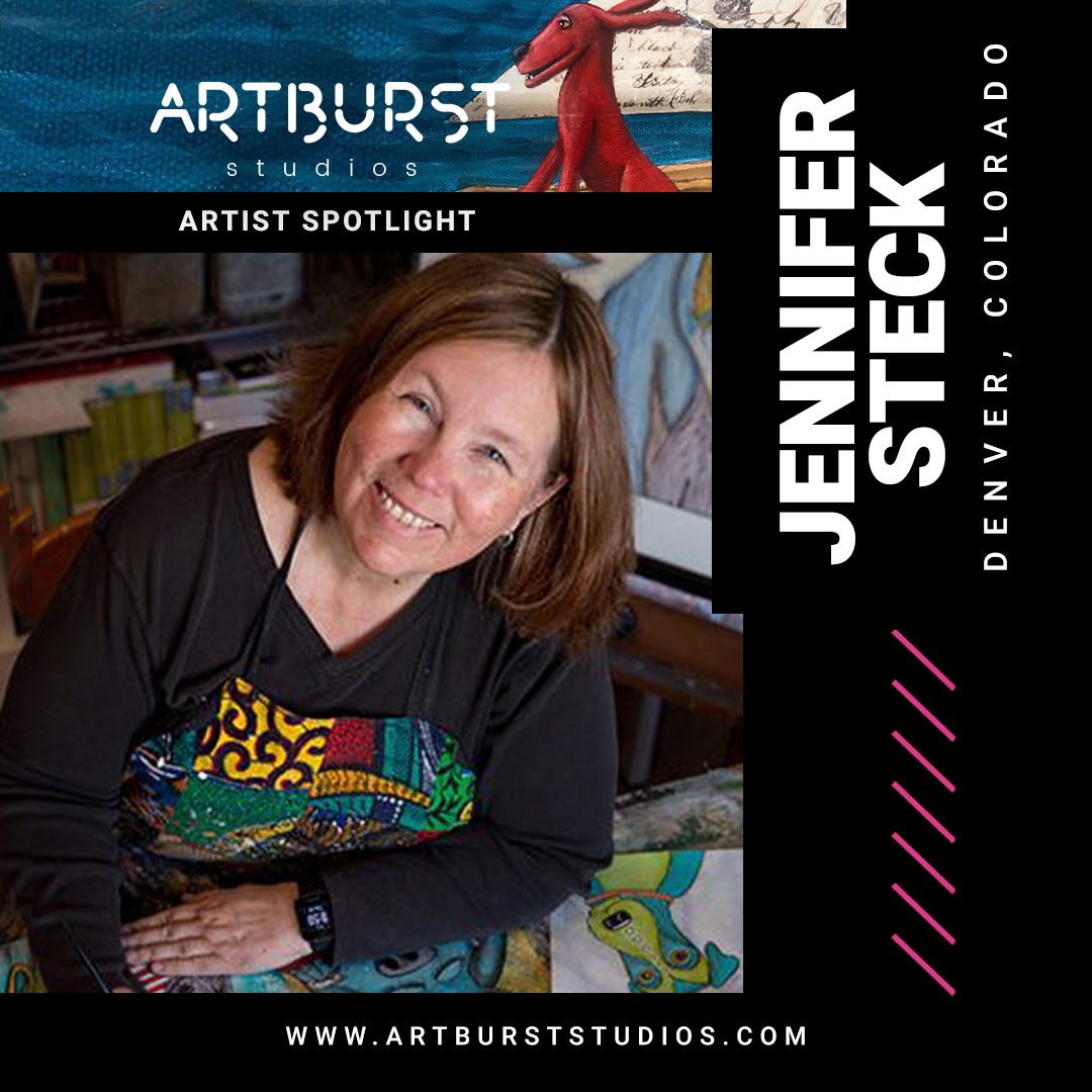 Get to know artist Jennifer Steck from Denver, Colorado as she prepares to release a whimsical series of new, original pieces for the latest virtual art show experience from Artburst Studios!