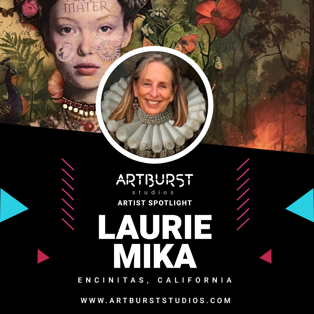 Laurie Mika is a mixed-media artist with a passion for combining and overlapping a variety of mediums creating an original style of mixed-media mosaics using handmade polymer clay tile.