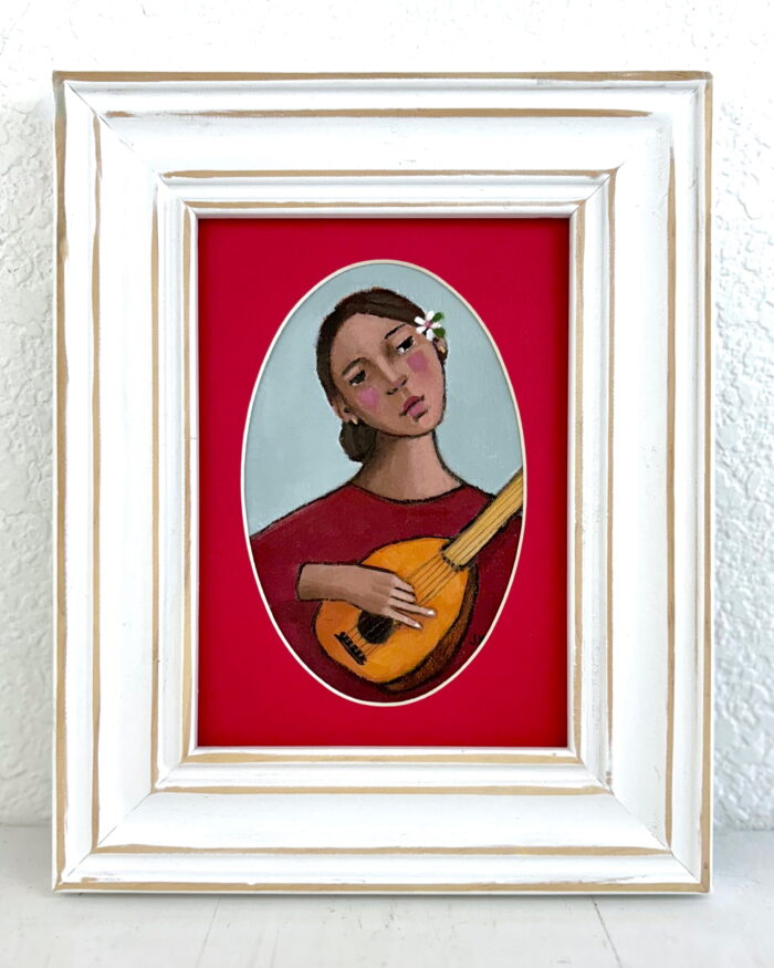 Girl Holding a Mandolin