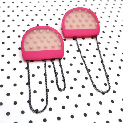 Reverse dot half circle earrings