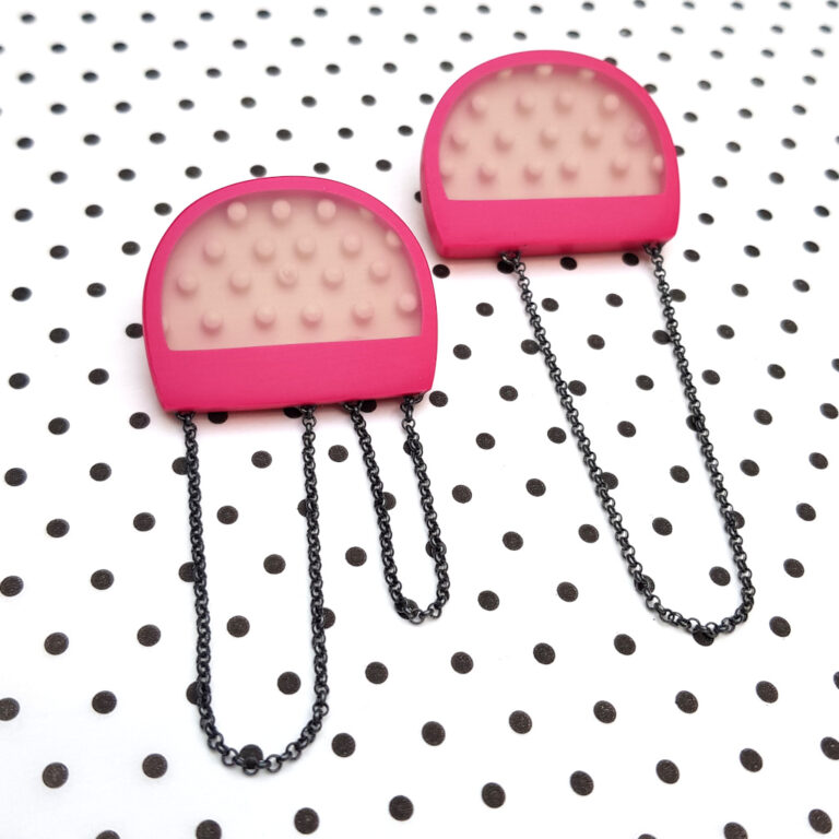 Reverse dot half circle earrings