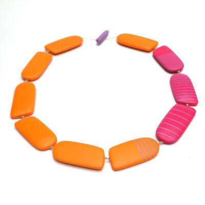 Reversible arch necklace – orange, cerise and lilac