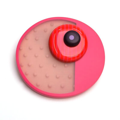 Reverse dot layered pink brooch