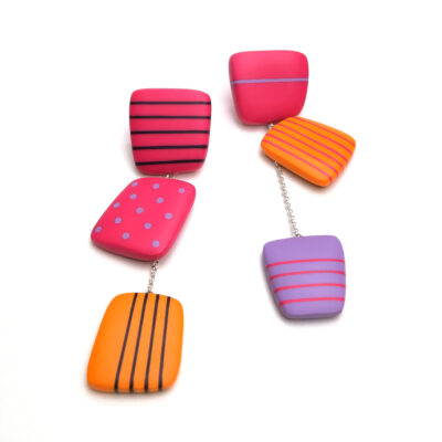 Mis match drop squares – cerise, orange and lilac