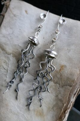 jellyfish earrings with champagne zirconias