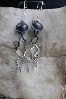 jellyfish earrings with ombre patina